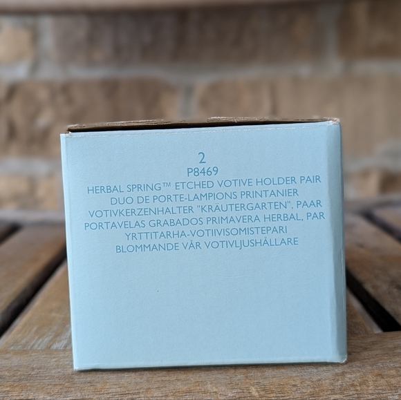 Partylite Herbal Spring Etched Votive Holder Pair Retired NIB P8469 - Picture 7 of 10